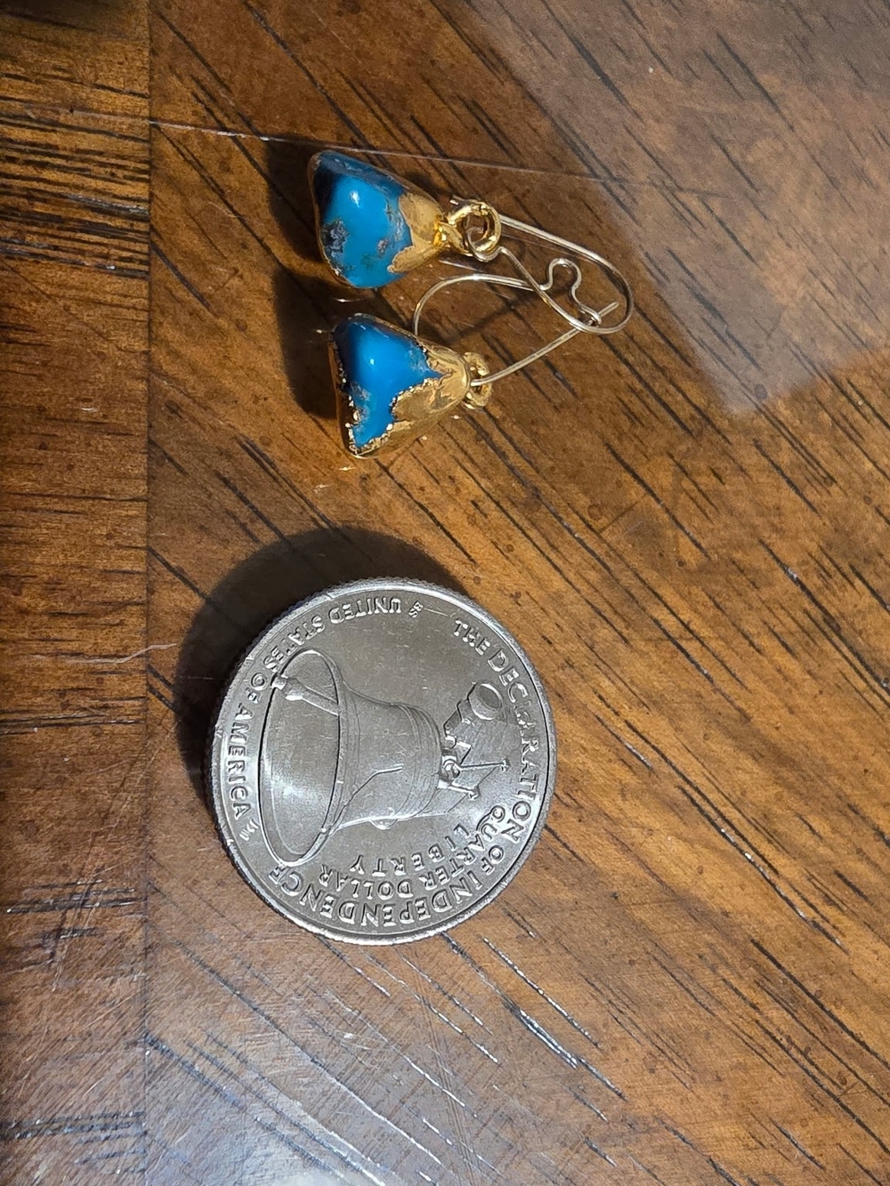 Turquoise Gold-Plated Stone Drop Earrings